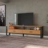 Rack para Tv até 75 Polegadas 2 Gavetas 220cm Industrial Freijó/preto - Dalla Costa - 1
