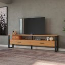 Ver imagem 1 de Rack para Tv até 75 Polegadas 2 Gavetas 220cm Industrial Freijó/preto - Dalla Costa