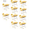 Kit 10 Conjuntos Escolar Individual Juvenil/adulto com Porta Livros Cor Amarelo - 1