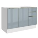 Ver imagem 1 de Balcão Gabinete de Pia 120 cm 2 Portas 3 Gavetas (sem Tampo) Branco/Cinza Lux Madesa
