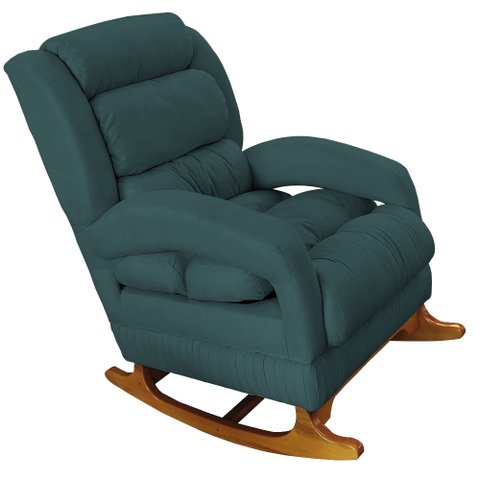 Poltrona Amamentação Liz de Balanço Suede Azul Turquesa - Dominic Decor