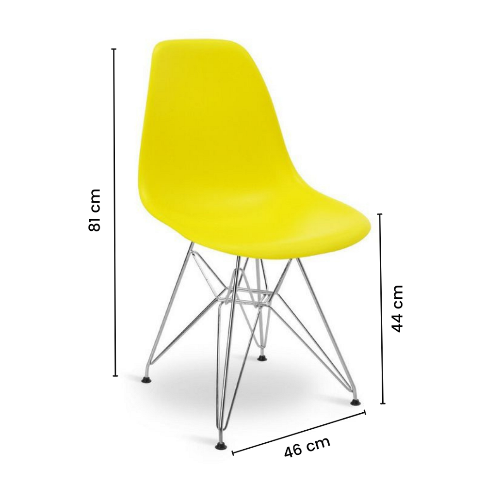 Ver imagem 3 de Cadeira Eames Design Eiffel De Jantar Amarela Ferro Cromado