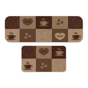 Jogo de Tapetes de Cozinha Coffee Café Antiderrapante