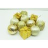Kit 22 Pçs Enfeite Tubo Natalino Árvore de Natal Dourado 5cm - 2
