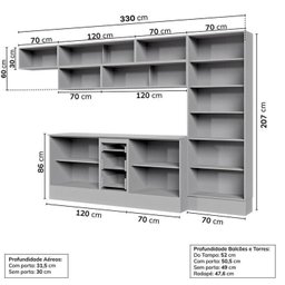 Cozinha Modulada 8 Peças 5 Aéreos 2 Balcões 1 Paneleiro Nara CabeCasa MadeiraMadeira - 5