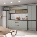 Ver imagem 3 de Cozinha Planejada 8 Peças 5 Aéreos 2 Balcões 1 Paneleiro Nara CabeCasa MadeiraOriginals Cinza
