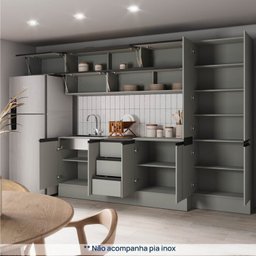 Cozinha Modulada 8 Peças 5 Aéreos 2 Balcões 1 Paneleiro Nara CabeCasa MadeiraMadeira - 6