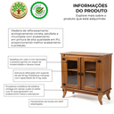Ver imagem 2 de Buffet Imperial com 2 Portas em Madeira e Vidro para Sala com Estilo Colonial Premium - Castanho