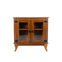 Ver imagem 5 de Buffet Imperial com 2 Portas em Madeira e Vidro para Sala com Estilo Colonial Premium - Castanho
