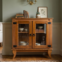 Ver imagem 1 de Buffet Imperial com 2 Portas em Madeira e Vidro para Sala com Estilo Colonial Premium - Castanho
