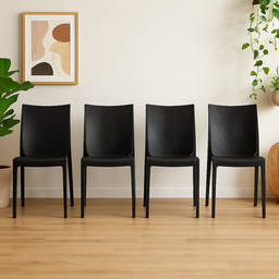 Kit 4 Cadeiras Rattan em Pp para Restaurantes Sala de Jantar Cozinha Área Externa Ecomhome - 1