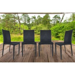 Kit 4 Cadeiras Rattan em Pp para Restaurantes Sala de Jantar Cozinha Área Externa Ecomhome - 1