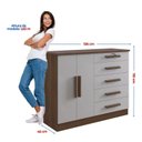 Ver imagem 3 de Cômoda com Sapateira e 5 Gavetas com Chave e Divisória Porta-Treco Tampo MDF Castanho/Off White