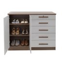 Ver imagem 5 de Cômoda com Sapateira e 5 Gavetas com Chave e Divisória Porta-Treco Tampo MDF Zeus Castanho/Off White