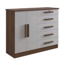 Ver imagem 2 de Cômoda com Sapateira e 5 Gavetas com Chave e Divisória Porta-Treco Tampo MDF Castanho/Off White