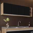 Ver imagem 2 de Armário Aéreo Nevada com Nicho 180cm 4 Portas Castanho/Preto - Lumil Lumil Móveis