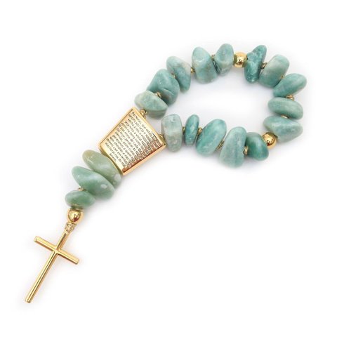 Terço Decorativo Pai Nosso Pedra Quartzo Verde