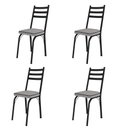Ver imagem 1 de Kit com 4 Cadeiras de Jantar Aço Tubular 141 Sf Preto/grafiato Cinza - Combo Stock