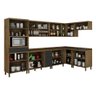 Kit Conjunto Cozinha Completa Modulada Balcão Paneleiro Armário 8 Peças MDP Marrom Madeira Cinza - 4