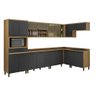 Kit Conjunto Cozinha Completa Modulada Balcão Paneleiro Armário 8 Peças MDP Marrom Madeira Cinza - 2