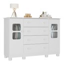 Ver imagem 2 de Cômoda Infantil 125cm 2 Portas com Vidro e 4 Gavetas Sol Multimóveis Mp4423 Branco