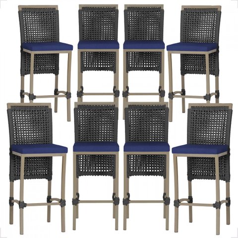8 Banqueta em Alumínio Roma Fendi Corda Náutica Tecido 10