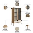 Ver imagem 3 de Cristaleira 2 Portas de Vidro Pé Metal Arlo A10 Hanover/dourado - Mpozenato