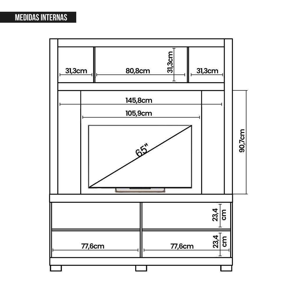 Estante Home Para TV até 65 Polegadas Bambam Marrom Caemmun - 8