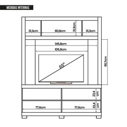 Estante Home Para TV até 65 Polegadas Bambam Marrom Caemmun - 8