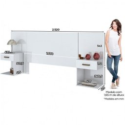 Cabeceira Extensível Casal/Queen 2 Mesas de Apoio Calenda Henn - 4 Cabeceira Extensível Casal/Queen 2 Mesas de Apoio Calenda Henn - 4