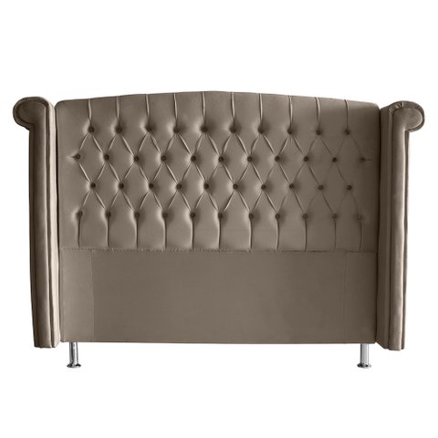 Cabeceira de Cama Box Luxo Queen 160 Cm Suede Capuccino Eli Móveis