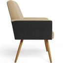 Ver imagem 7 de Kit 04 Poltronas Decorativa Maria W01 Pés Palito Linho Bege Escuro Couríssimo Preto - Lyam Decor