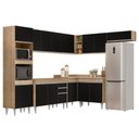 Ver imagem 1 de Armário de Cozinha Modulada de Canto 8 Peças Cp01 Balcão Castanho/preto - Lumil