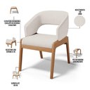 Ver imagem 3 de Kit 04 Cadeiras de Jantar e Estar Living Estofada Lince L02 Linho Cru - Lyam Decor
