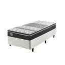Ver imagem 1 de Cama Box Solteiro 88x188 Courino Linho Branco com Colchão Mola Verticoil