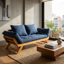 Ver imagem 6 de Sofá Japão Futon Acquablock Azul Royal Madeira Cor Mel