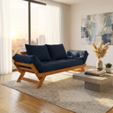 Ver imagem 5 de Sofá Japão Futon Acquablock Azul Royal Madeira Cor Mel