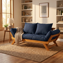 Ver imagem 3 de Sofá Japão Futon Acquablock Azul Royal Madeira Cor Mel