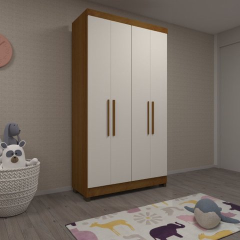Guarda Roupa Casal 4 Portas com Pés Gênova Luciane Móveis