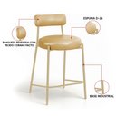 Ver imagem 3 de Banqueta Cozinha Média com Encosto Kit 3 Industrial Champanhe Londres PU Facto D03 - D'Rossi