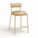 Ver imagem 4 de Banqueta Cozinha Média com Encosto Kit 3 Industrial Champanhe Londres PU Facto D03 - D'Rossi