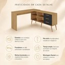 Ver imagem 3 de Mesa de Costura em L com 3 Gavetas e 4 Nichos para Artesanato e Ateliê Multimóveis MP6106