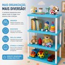 Ver imagem 3 de Prateleira Infantil 4 Andares Azul Estante Modular Organizador Quarto Bebe Brinquedos Escolar Livros