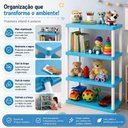 Ver imagem 6 de Prateleira Infantil 4 Andares Azul Estante Modular Organizador Quarto Bebe Brinquedos Escolar Livros