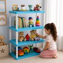 Ver imagem 5 de Prateleira Infantil 4 Andares Azul Estante Modular Organizador Quarto Bebe Brinquedos Escolar Livros