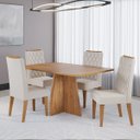 Ver imagem 1 de Conjunto Sala de Jantar Talento Mesa 120x80cm e 4 Cadeiras Iza Mel/bege - Casa Giulia