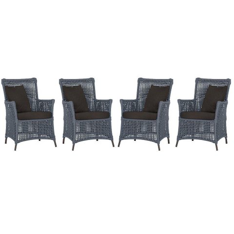 4 Poltronas Igapó Alumínio Pintura Marrom Corda Náutica E9 Prata
