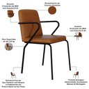 Ver imagem 3 de Kit 08 Cadeiras Estofada para Sala de Jantar com Braço Loft Preto C01 Courino Caramelo - Lyam Decor
