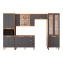 Ver imagem 2 de Cozinha Modulada 5 Peças com 1 Cristaleira 1 Balcão 2 Armários Aéreo 1 Torre Elena Cinamomo/Titanium