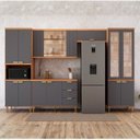 Ver imagem 1 de Cozinha Modulada 5 Peças com 1 Cristaleira 1 Balcão 2 Armários Aéreo 1 Torre Elena Cinamomo/Titanium